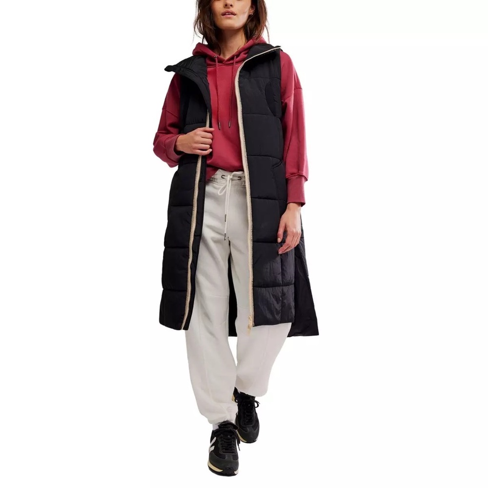 FP Movement by Free People Long Black Quilted Vest